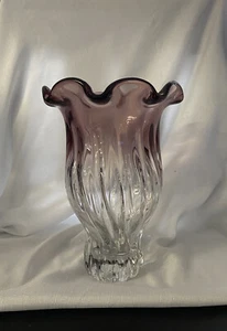 Shannon irische Kristallvase von GODINGER lila bis klar gedrehter Sockel sehr schwer - Bild 1 von 10