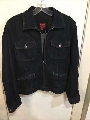 Ralph Lauren Chaps 牛仔拉链牛仔夹克女式大号 99.5% 棉 — 第 1/4 张图片
