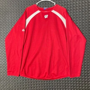 Vintage Wisconsin Badgers Majestic Baseball rot Pullover warm sportlich Herren L - Bild 1 von 7