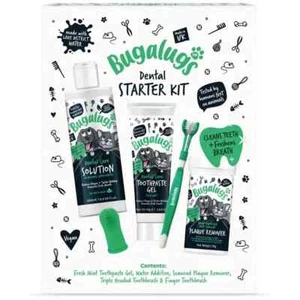 Bugalugs Dental Starter Kit for Dogs & Cats, Plaque Remover Breath Freshener Set - Picture 1 of 2