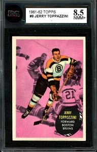 1961-62 TOPPS NHL HOCKEY #9 Jerry Toppazzini KSA 8.5 NM-MT + Boston Bruins Card - Picture 1 of 2