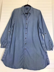 J Jill Denim Top Dress Womens Chambray Button Up Side Button Detail Minimalist M - Picture 1 of 10