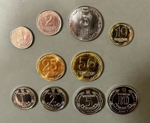 UKRAINE AU/UNC Past & Current Coin Set 1 kopiyka -10 Hryvnia. 10 coins. - Picture 1 of 4