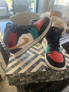 Nike Air Jordan 1 Mid GS Candy Black Red White Blue Purple Size US 4Y - Picture 1 of 9