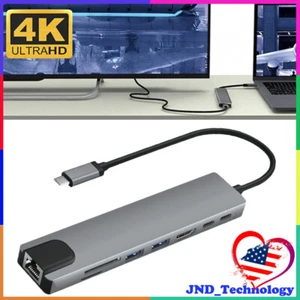 USB-C Type-C Hub To USB 2.0 3.0 HDMI SD/TF Adapter 8 in 1 For PC Laptop Mac ipad - Picture 1 of 15