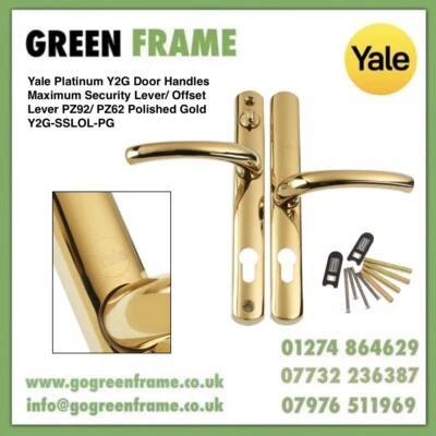 Yale Y2G UPVC/Composite Door Handles Lever Offset Lever PZ92/PZ62, Y2G-SSLOL-PG - Image 1 of 4