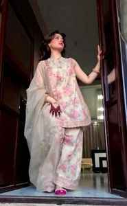 Pakistani Latest Designer women Farshi Shalwar Suit ethnic wedding salwar suits - Picture 1 of 10