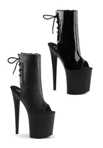 Pleaser FLAMINGO-1018 8 Inch Heel, 4 Inch Platform Open Toe/Back Ankle Boot - Picture 1 of 6