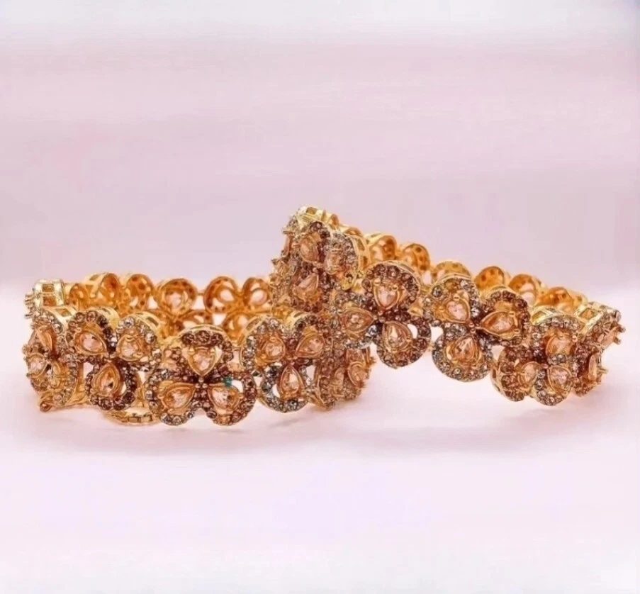 Pulseiras ajustáveis banhadas a ouro cor champanhe, pulseiras indianas/paquistanesas - Imagem 1 de 1