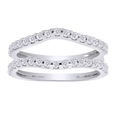 Anillo de boda potenciador diamante cultivado en laboratorio de 1,21 quilates envoltura protectora oro blanco macizo de 14 K Foto 1 de 4