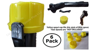 6-PK BLITZ Yellow Spout Cap ONLY FITS BLACK SELF-VENTING SPOUT SHOWN IN PICTURES - Picture 1 of 11