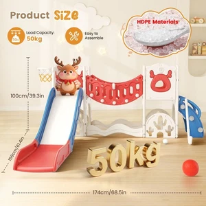 11 in1 Toddler Slide, Kids Slide with Climber Playset, Indoor Outdoor Playhous - Picture 1 of 12