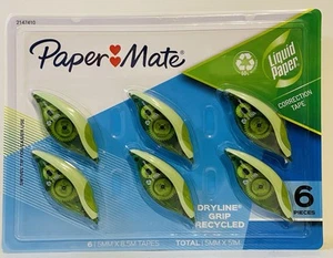 6 x Paper Mate Liquid Paper Correction Tape Dryline Grip 5mm x 51m Swivel Tip - Picture 1 of 1