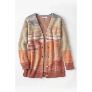 Coldwater Creek Mesa Mirage Southwestern Cardigan Sweater Orange Multi Women's M - Picture 1 of 14