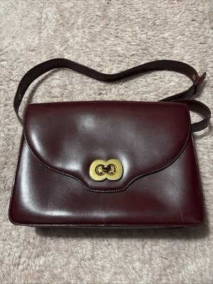 Cartera italiana vintage roja con correa de cuero 24x16 Foto 1 de 4