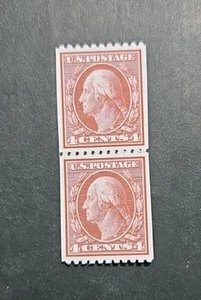 US Stamps SC# 350 1908 4c George Washington Coil Pair Replica - Picture 1 of 2