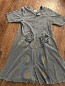 Vintage BLUE FISH Kleid Art to wear Größe 0 Knopfleiste handbedruckt - selten - Bild 1 von 12