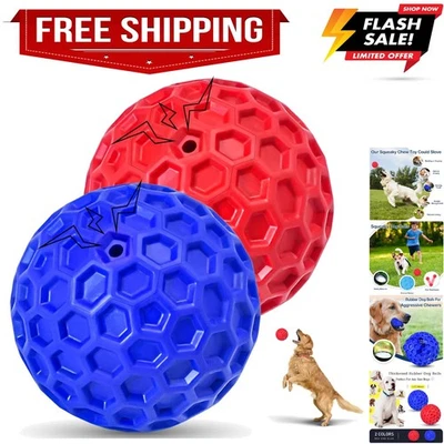 Paquete de 2 bolas chirriantes indestructibles para perro para masticadores agresivos, interactivas D... Foto 1 de 4
