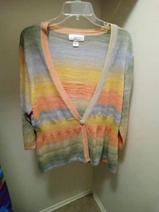 Cardigan maglione donna CJ Banks arcobaleno 2XL maglia stretta manica lunga aperto - Foto 1 di 4