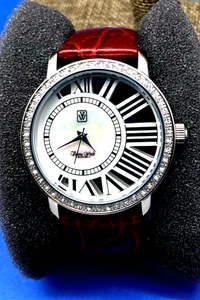 VICTORIA WIECK BEVERLY HILLS CRYSTAL  CUTOUT FACE SILVER TONE WATCH NEW IN BOX - Picture 1 of 12