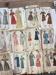 21 Vintage 1940’s Sewing Patterns Vogue Simplicity Ladies Dresses Coat - Picture 1 of 12