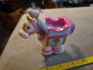 Fisher Price Little People Ride On Princess Horse - White Gray Pink - Castle - Picture 1 of 13