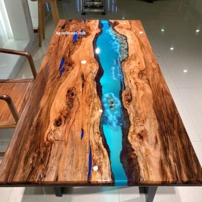 Custom Handcrafted Epoxy Resin River Dining Table. Handcrafted Home Decor Art - Image 1 of 4