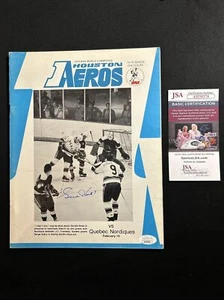 GORDIE HOWE SIGNED 1974 WHA HOUSTON AEROS vs. NORDIQUES PROGRAM JSA CERTIFIED. - Picture 1 of 5