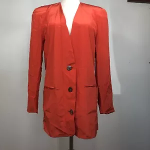 NWT Vtg Ann Taylor 100% Silk Old New Stock Red Blazer Long Sleeve Lined Size S - Picture 1 of 5