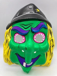 Maschera Halloween Vintage Vacuform Plastica Strega Streghe Spaventosa Spaventosa Horror Giocattolo C - Foto 1 di 4