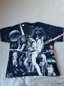 Camiseta manga corta Star Wars Episodio 4 talla XL azul estampado por todas partes - Imagen 1 de 14