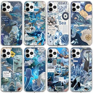 Cartoon Marine Biology Sharks Sea Phone Case for Iphone 13 14 15 11 12 ProMax XR - Picture 1 of 25