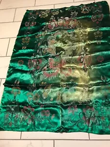 Hermoso tapiz de seda bordado vintage grande - Ex - Imagen 1 de 4