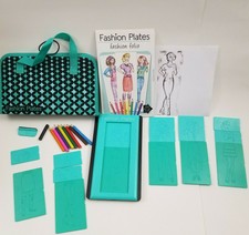 Fashion Plates Deluxe Dress Design Set Kahootz Teal Travel Case  Pre owned