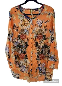 Aratta Silent Journey Damen Bluse L Button Down bestickt Perlen Boho Gypsy - Bild 1 von 5