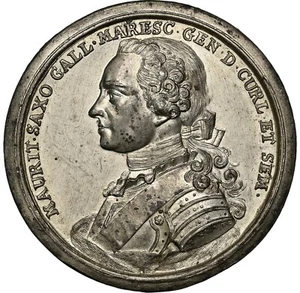Poland - 1750 "Maurice de Saxe Moniment" - White Metal - NGC Unc Details - RARE! - Picture 1 of 4