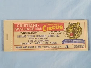 1966 Vintage Cristiani Wallace Bros Circus Book Lot Of 9 Tickets - Picture 1 of 4