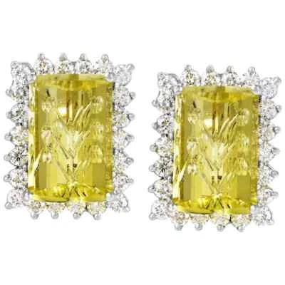 20.10CT Lemon Quartz & 2.30CT White CZ Women's Beautiful Stud Earrings In 925 SS - Image 1 of 4