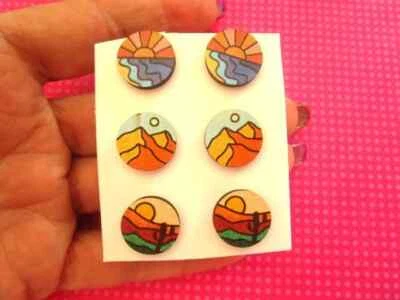 Juego de tachuelas de madera Mountain Sunset Foto 1 de 2