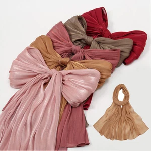 Ladies Shiny Chiffon Silk Crinkled Satin Long Scarf Large Size Elegant Soft W - Picture 1 of 17