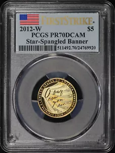 2012-W $5 Star-Spangled Banner Gold Commemorative PCGS PR-70 DCAM First Strike - Picture 1 of 2