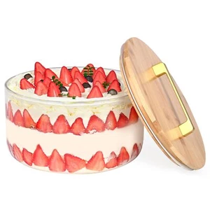 195oz Large Trifle Bowl Glass 9.8" Large Salad Bowl With Lid Clear Glass Salad S - Picture 1 of 8