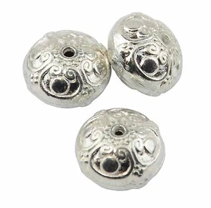 Pack of 4 Large Silver Rhondelle Metal Bead 37887-93 - Picture 1 of 2