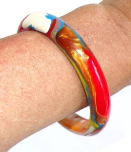 Sobral Pollock PB14 Multicolor 1/2" Artist Made Statement Bangle Bracelet - Picture 1 of 7