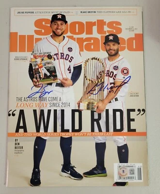Jose Altuve George Springer Signed No Label Sports Illustrated Beckett Astros  - Image 1 of 4