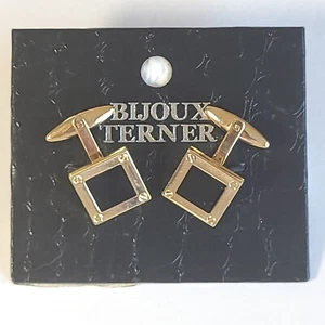 Bijoux Terner Gold and Black Cufflinks New Nickle Free Lead Free - Picture 1 of 4