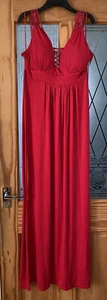 Apricot Red V Neck Maxi Dress with Crochet Back Size M 10 / 12 New with tags - Picture 1 of 14