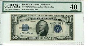 FR 1702* STAR 1934A $10 Silver Certificate 40 EXTREMELY FINE - Picture 1 of 1