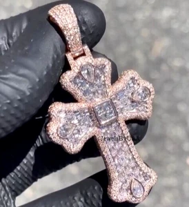 2ct Simulated Diamond MENS "CROSS RELIGIOUS" CHRISTMAS GIFT Charm Pendant - Picture 1 of 6
