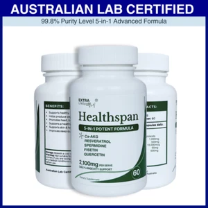 5 in 1 Capsules: Ca-AKG, Spermidine, Fisetin, Quercetin, Resveratrol 99.8% Pure - Picture 1 of 24